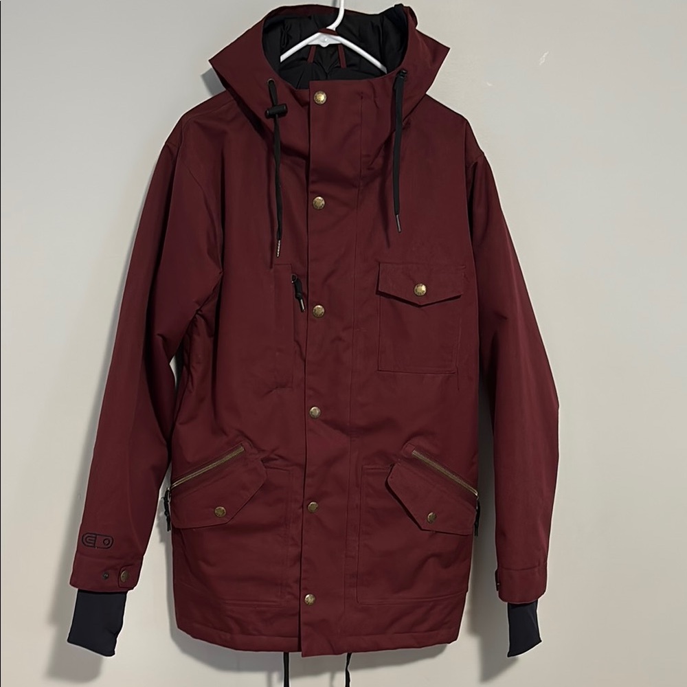 Men's Burgundy Hooded Ski/Snowboard Jacket
